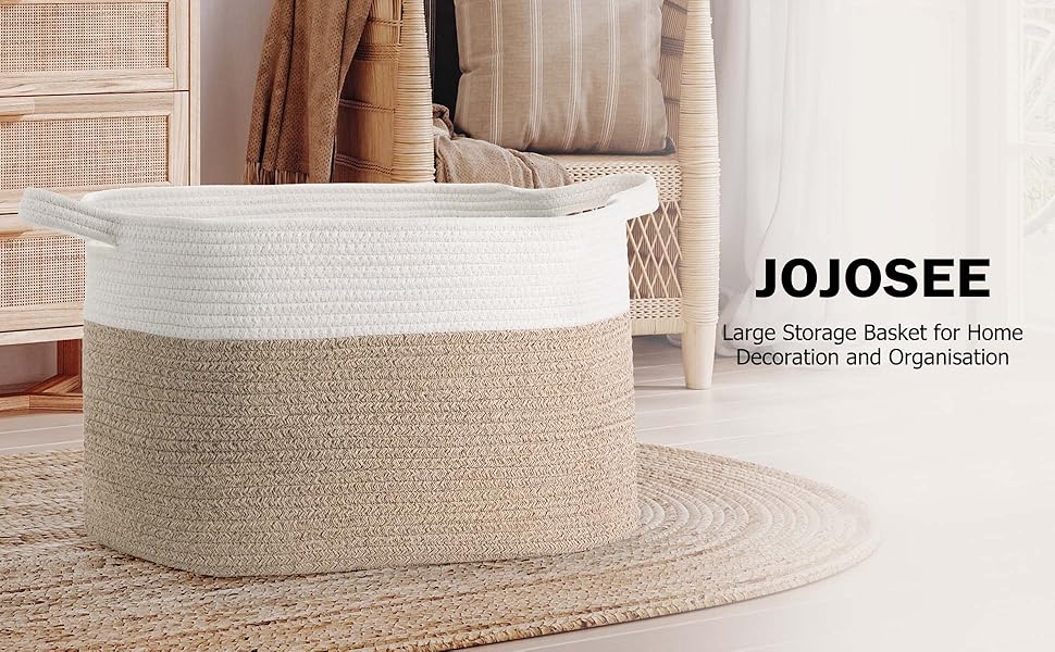 Large Cotton Rope Storage Basket – Foldable Laundry & Blanket Bin (55×38×30cm)