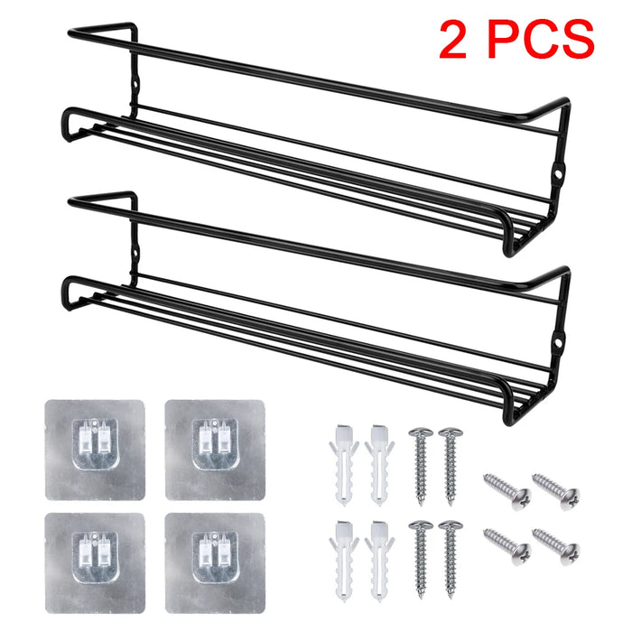2-Pack Metal Wall-Mounted Spice Rack – Single-Layer Carbon Steel Hanging Organiser