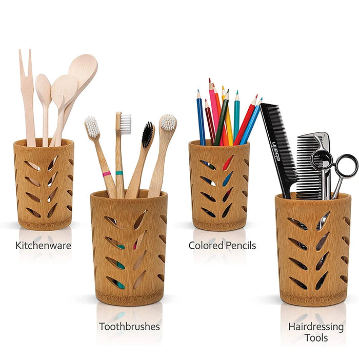 Bamboo Toothbrush Holder Cup – Ventilated Drainage Toothbrush Drainer, Biodegradable 10cm