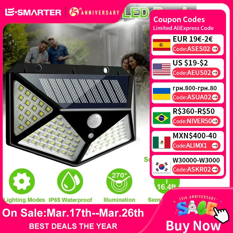 Solární LED světlo - Multifunkční reflektor napájený slunečním světlem, vodotěsný, s pohybovým senzorem - Ideální pro venkovní zahradní dekoraci