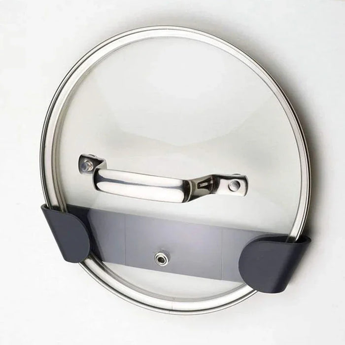 Self‑Adhesive Wall‑Mounted Pot Lid Rack – Black (1/2/4 pcs)