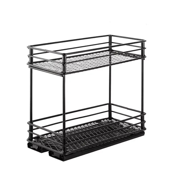 2-Tier Pull-Out Steel Spice Rack – Heavy-Duty Dual-Slide Cabinet Organiser