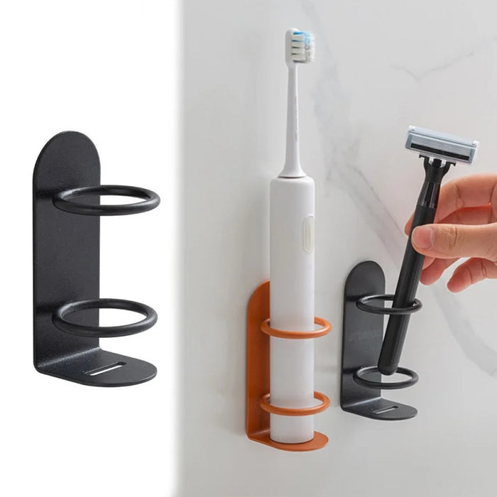Punch-free Wall-mounted Toothbrush & Razor Holder — Wrought Iron, Self-adhesive