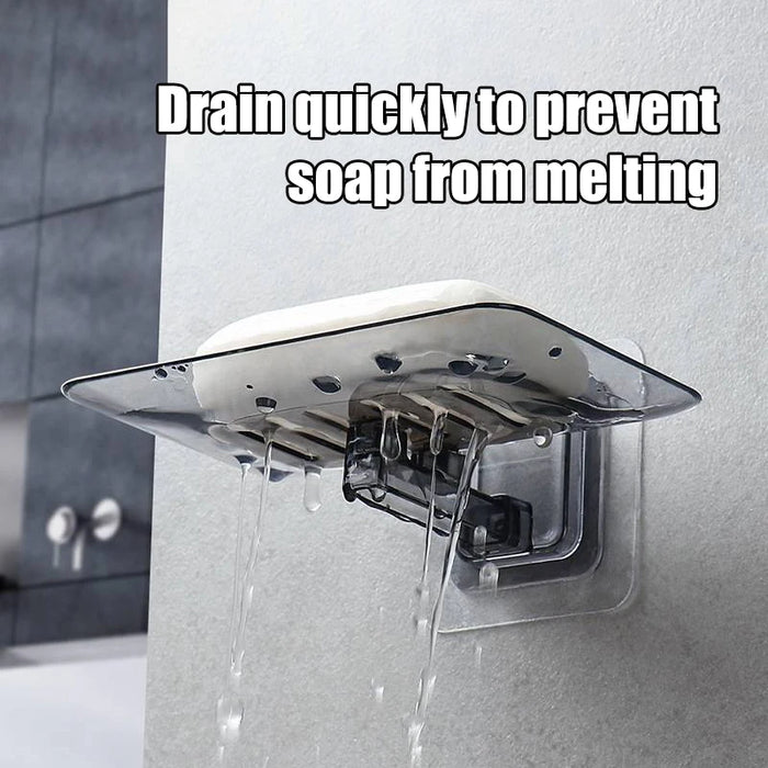 Self‑Adhesive Wall‑Mounted Soap Holder with Drain — Transparent & Colour Options