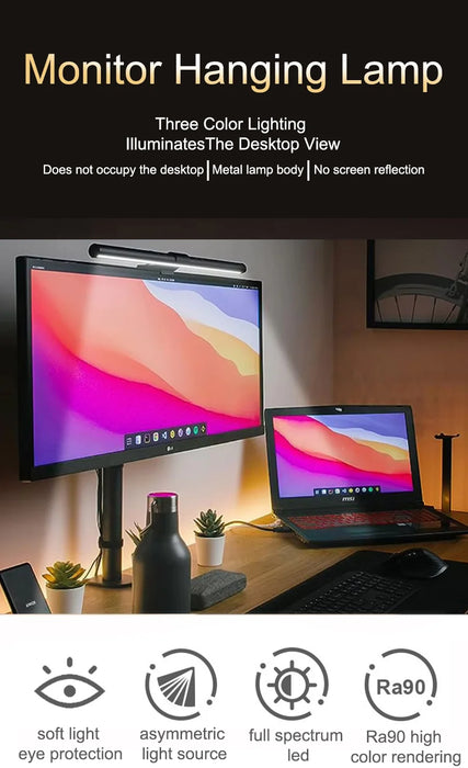 LED Monitor Light Bar Desk Lamp — Eye-care Stepless Dimming (30cm)
