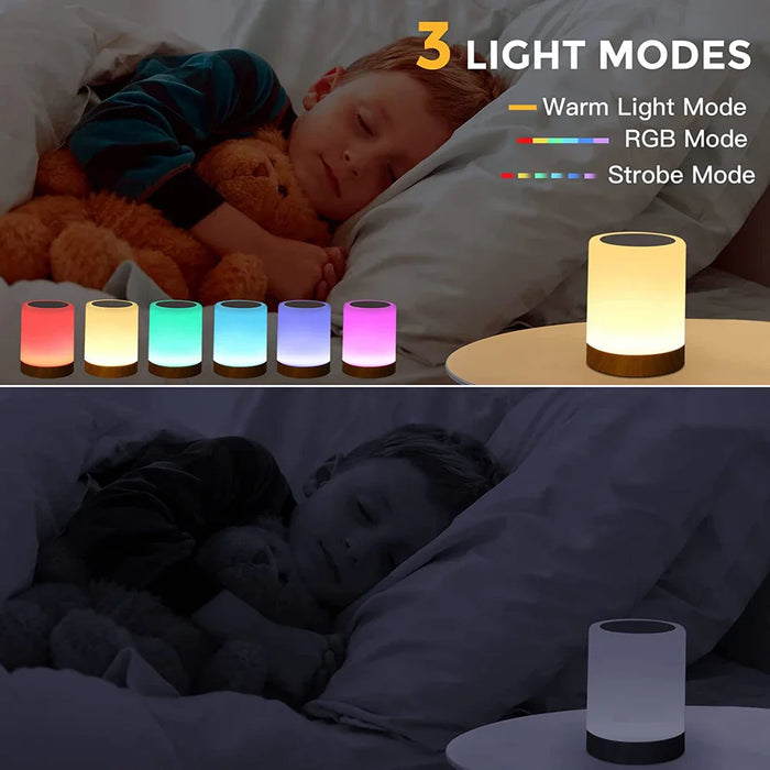 Lampa dotykowa LED - lampka nocna z RGB, czujnikiem dotyku i funkcją przenośnej lampki biurkowej - idealne rozwiązanie oświetlenia sypialni i prezent dla dzieci
