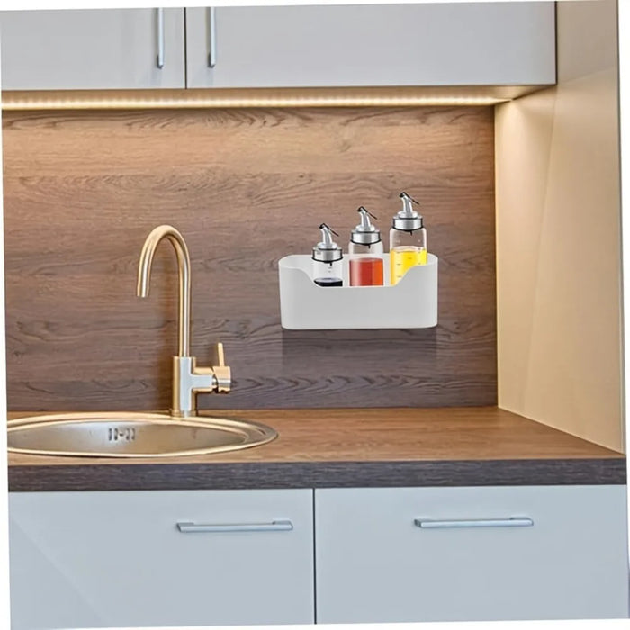 Punch-Free Wall-Mounted Plastic Storage Bin – Single Cabinet Door Organiser (S or L)