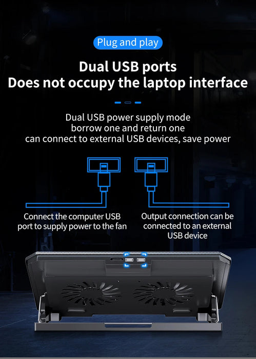 Q100 Laptop Cooling Pad — Twin Fans, LED Screen & Dual USB Ports