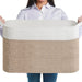 Large Cotton Rope Storage Basket — Foldable Laundry & Blanket Bin (55×38×30 cm)