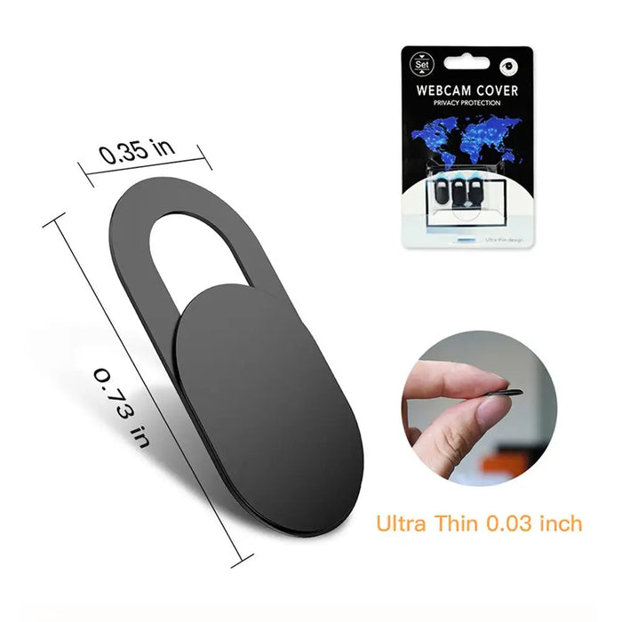 3‑Pack Black Ultra‑Thin Webcam Slide Covers for Phone, Laptop & Desktop Cameras