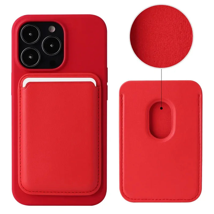 Magnetic Leather Wallet Card Holder — MagSafe Stand for iPhone 11–15