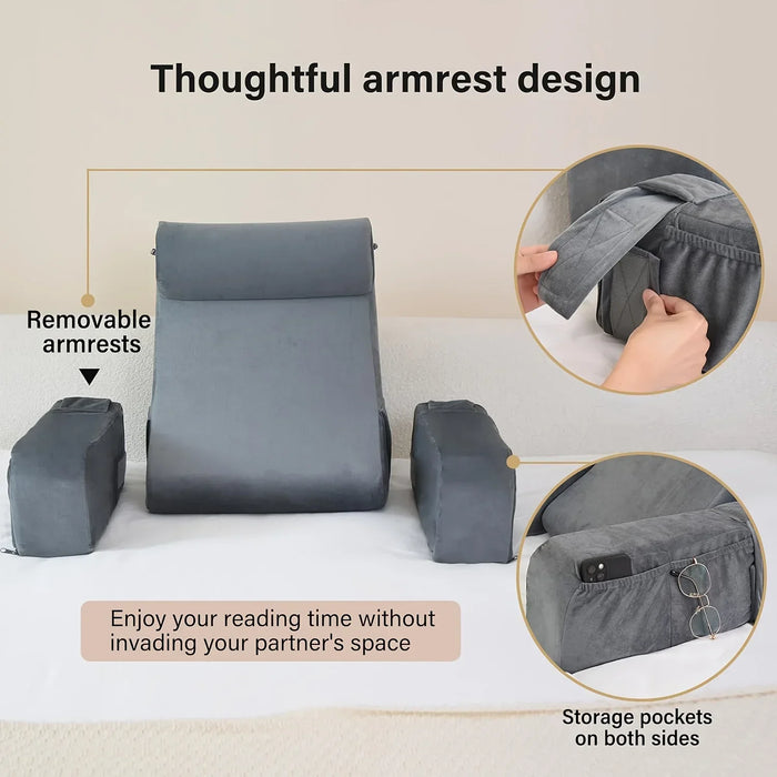 Extra-Large Memory Foam Reading Pillow – Armrest Bed Cushion for Reading, TV & Gaming
