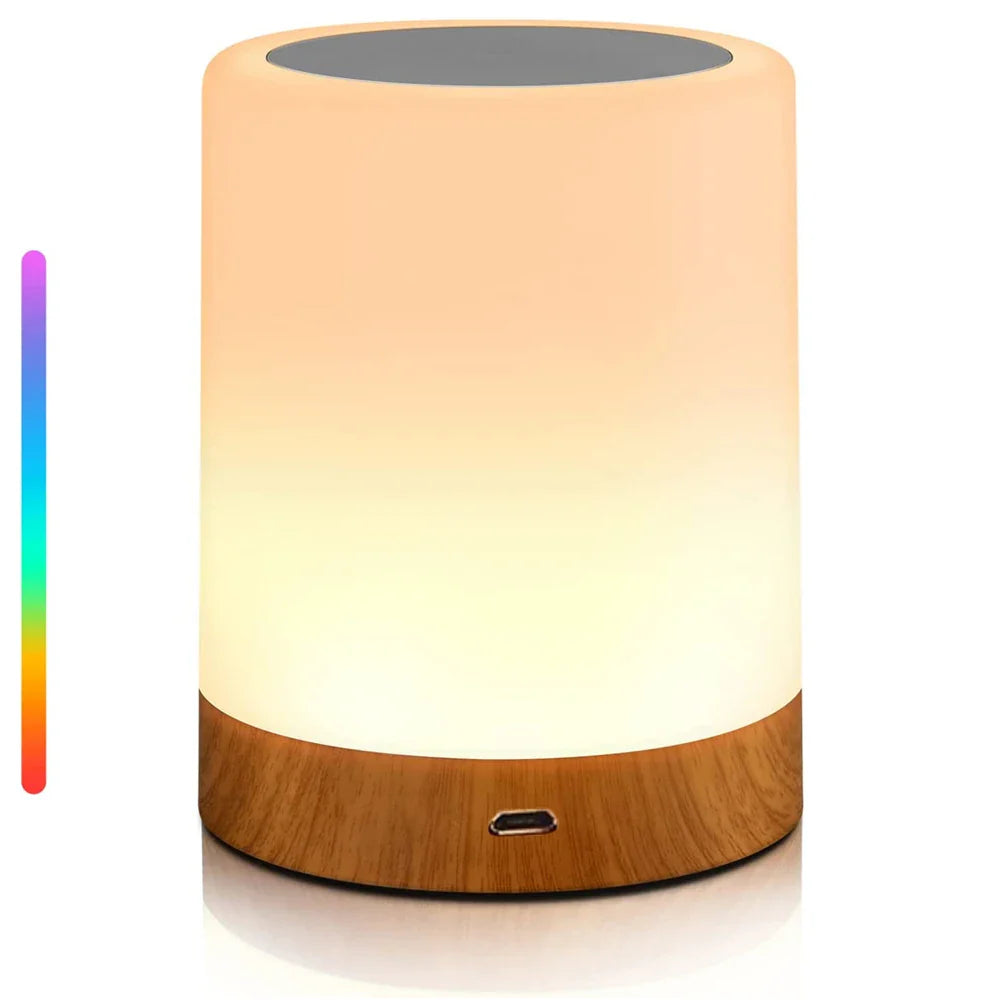 LED dotyková lampa - stolní lampa na noční stolek s RGB světlem, dotykovým senzorem a přenosnou stolní lampou - dokonalé osvětlení do ložnice a dárek pro děti