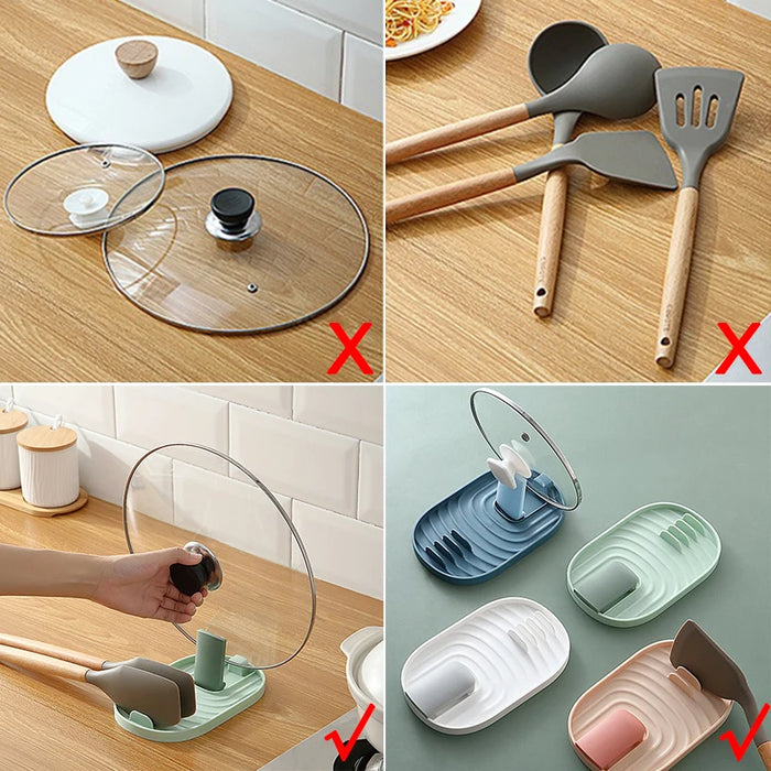 Nordic Style Pot Lid & Spoon Holder — Foldable Heat‑Resistant Rack (1 or 2pcs)