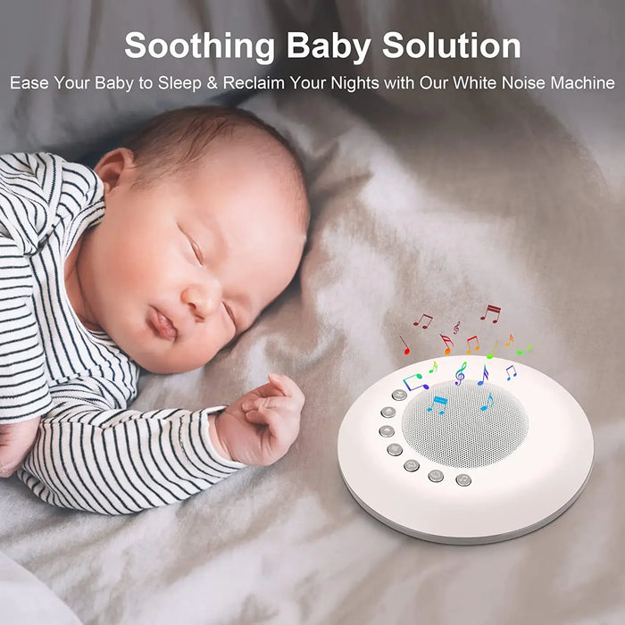 Portable Baby White Noise Machine — 28 Soothing Sounds, USB‑C Rechargeable, Timer & Memory