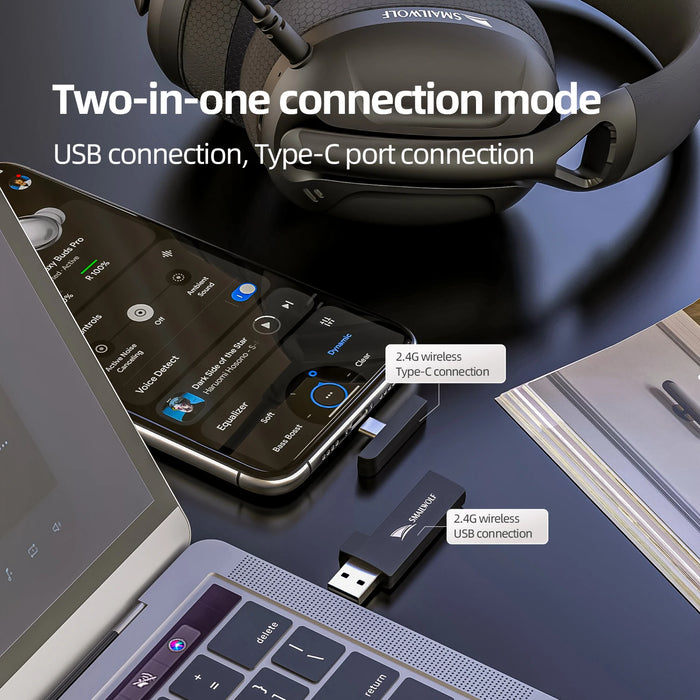 L80 Lightweight Three-Mode Gaming Headset — Bluetooth & Wired with Microphone