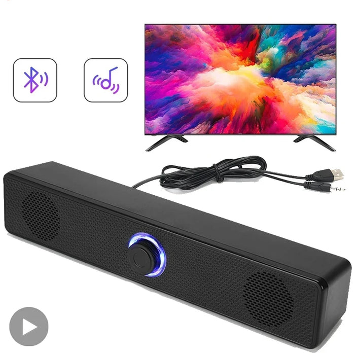 Portable Soundbar Speaker — Bluetooth 5.3 & Wired AUX, USB-powered, 2.0 Stereo