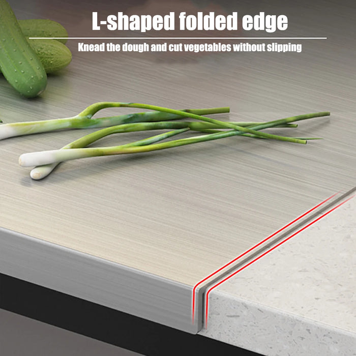 L-shaped Stainless Steel Double-Sided Chopping Board — Large Cutting & Kneading Panel