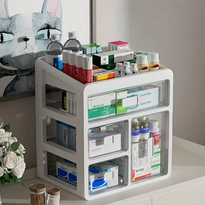 Drawer-style medicine organiser — large-capacity, multi-purpose storage
