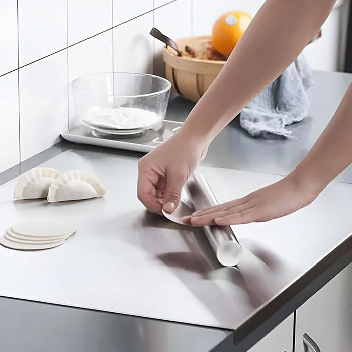 L-shaped Stainless Steel Double-Sided Chopping Board — Large Cutting & Kneading Panel