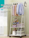 Floor-Mounted Folding Clothes Rack — Triangular Double-Rail Hanger