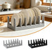 6-Compartment Pot Lid Organiser – Space-Saving Plastic Kitchen Rack (Grey/Black)