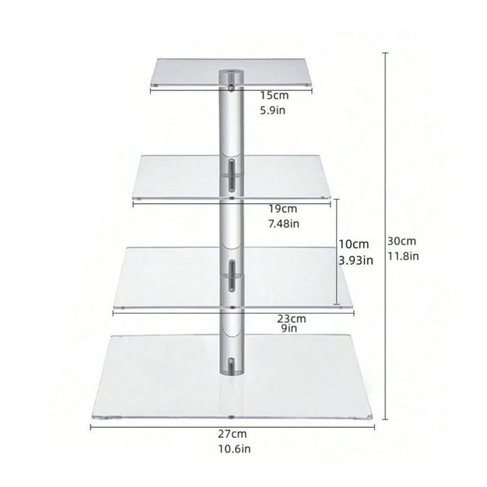 Acrylic 3/4-Tier Square Cake & Cupcake Stand with LED Lights