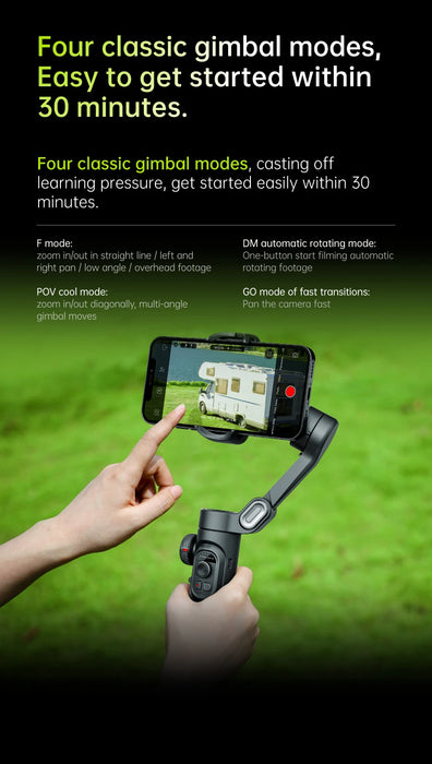 3-Axis Handheld Gimbal Stabiliser SmartXE — AI Face Tracking for iPhone & Android