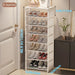 6/8-Tier Shoe Organiser — Metal Frame with Fabric Shelves, Space-Saving Rack