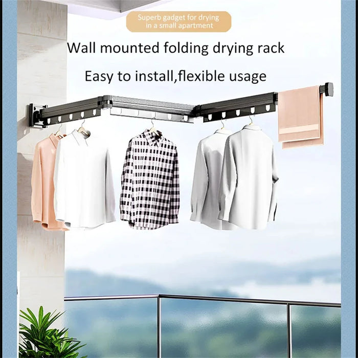 Foldaway Wall-mounted Clothes Dryer — White Aluminium Alloy, Retractable