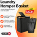 Foldable 2-Section Laundry Hamper with Lid — Bamboo Handles & Removable Bag