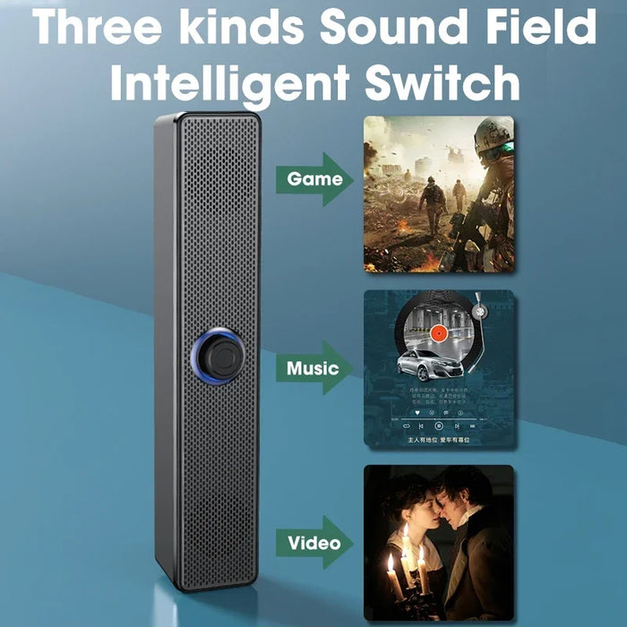 PC Soundbar with Bluetooth & Wired AUX — USB‑Powered Speaker for TV, Laptop & Gaming