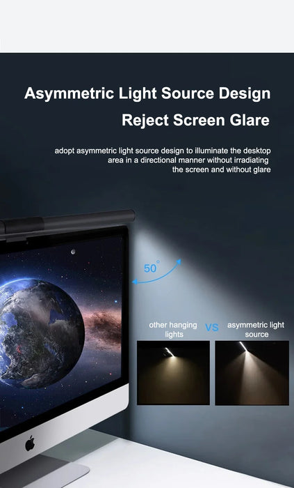 LED Monitor Light Bar Desk Lamp — Eye-care Stepless Dimming (30cm)