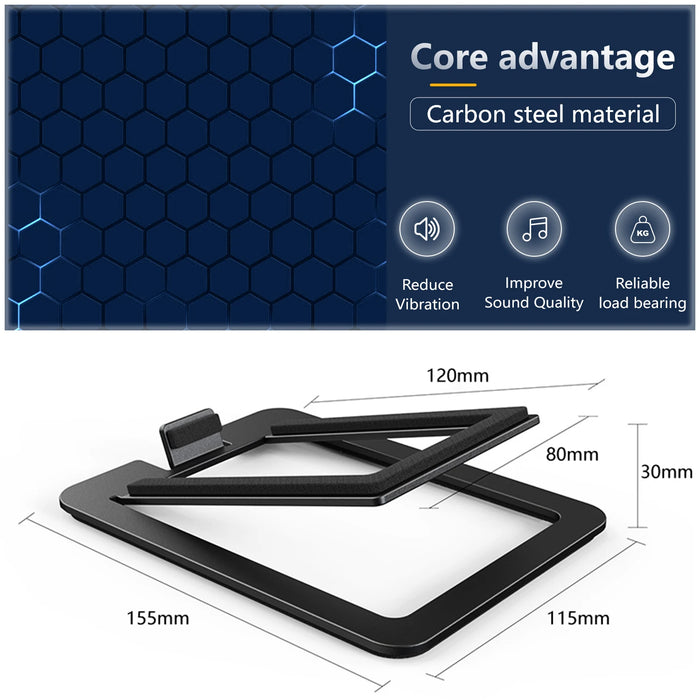 Desktop Speaker Stand (Single) — Carbon Steel Base for Laptop & Desktop Speakers, Shock-Absorbing