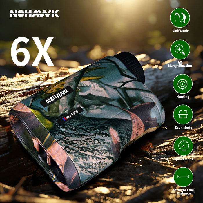 Hunt Rangefinder Camo — 6× Magnification, 5–600m or 5–1000m, USB‑C Rechargeable