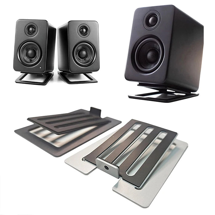 Pair of Desktop Speaker Stands — 16° Tilt, Aluminium Alloy, Anti‑Vibration Pads