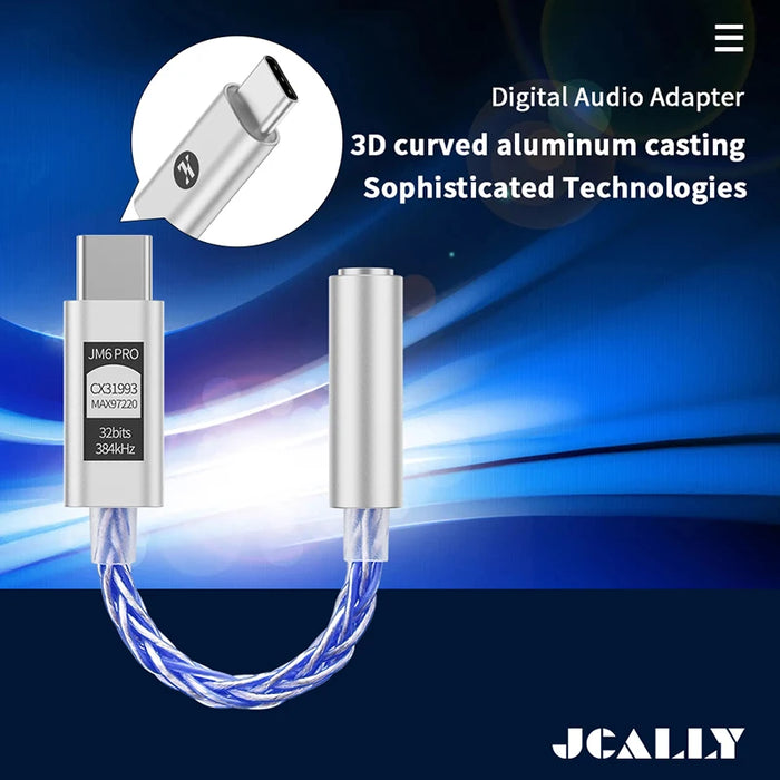 JM6 Pro Type-C to 3.5mm Dual DAC Headphone Amplifier (CX31993 + MAX97220)