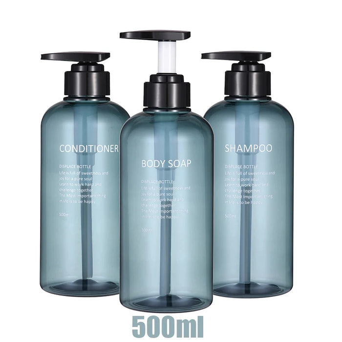 Refillable Pump Dispenser Set for Shampoo, Conditioner & Body Wash — 500 ml (1 or 3 pack)