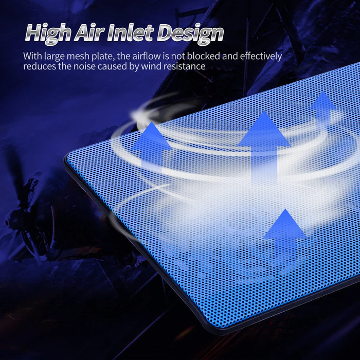 Laptop Cooling Pad with Twin Fans and Two USB Ports – Fits up to 17-inch (Blue)