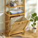 3/4-Tier Bamboo Laundry Hamper & Bathroom Rack with Pull-Out Shelves