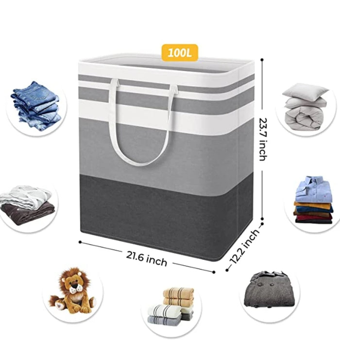 75L Large Collapsible Laundry Basket, Waterproof Tall Clothes Hamper with Extended Handles
