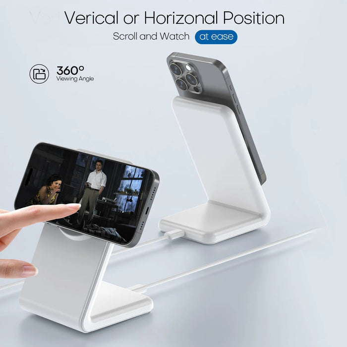 MagSafe Magnetic Wireless Charger Dock Stand — 15W Fast Charge for iPhone 12–16 (Mini/Pro/Max/Plus)