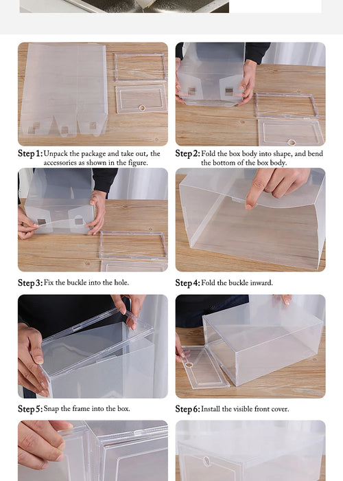 Transparent 6-Pack Shoe Storage Boxes — Thickened, Foldable, Dustproof & Stackable