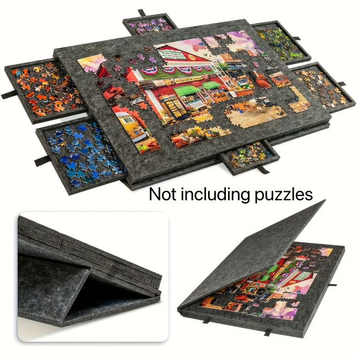 Professional Jigsaw Puzzle Table – 6 Drawers, Felt Board, Holds 1,000 Pieces, Display Lid & Stand