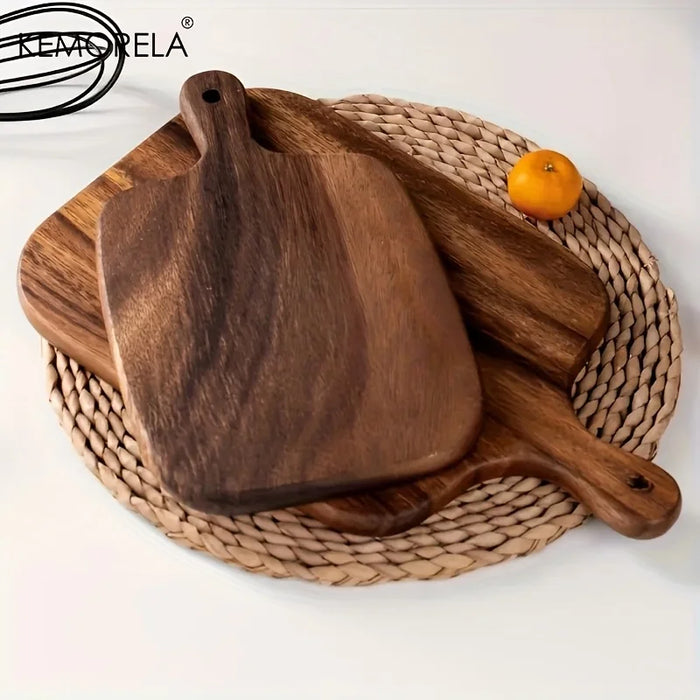 Wooden Cutting Board with Handle — Rectangle Food-Safe Board for Fish, Cheese, Bread & Fruit