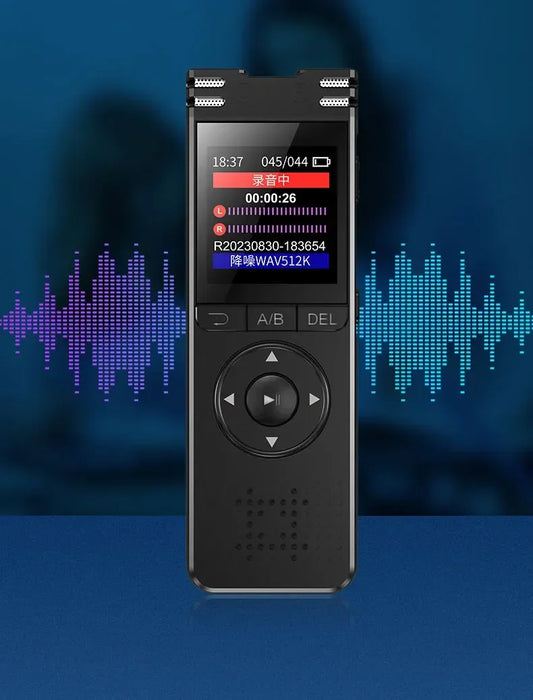 Pen Voice Recorder — 1.44in Colour Screen, Dual Mic, 500mAh, Up to 128GB