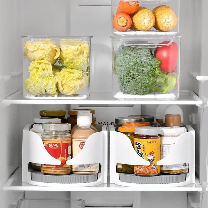 Rotating Fridge Organiser Bin – Soda Can & Bottle Holder, 360° Access