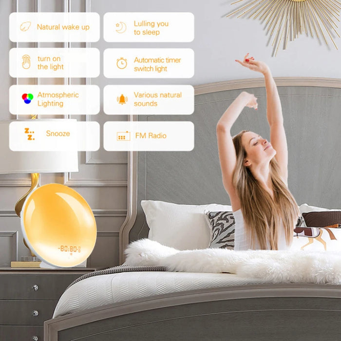 Wake-Up Light Alarm Clock with Sunrise/Sunset Simulation, Dual Alarms, FM Radio & Natural Sounds