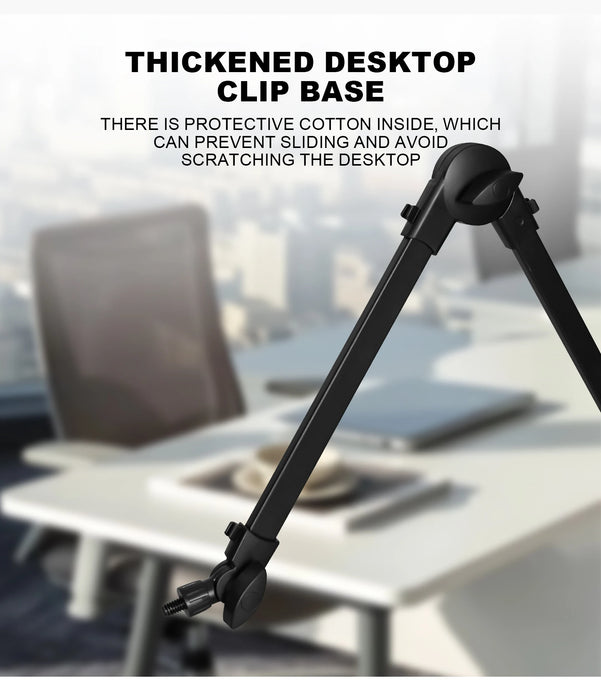 360° Microphone Boom Arm — Adjustable Desktop Mic Stand (Black)