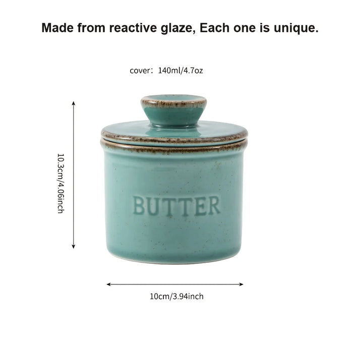 Ceramic Yellow Butter Dish with Lid — Kiln‑Turned Round Countertop Storage